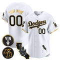 Dodgers Vin Patch & Kobe Bryant Gold Trim Vapor Premier Limited Custom Jersey V2 ¨C White Gold Baseball Jersey