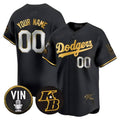 Dodgers Vin Patch & Kobe Bryant Signature Vapor Premier Limited Custom Jersey ¨C All Stitched-Black Baseball Jersey