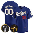 Dodgers Vin Patch & Kobe Bryant Signature Vapor Premier Limited Custom Jersey ¨C Royal Baseball Jersey
