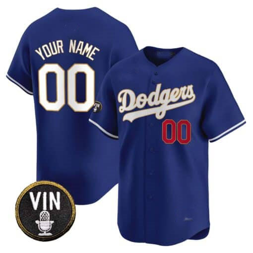 Dodgers Vin Scully Patch Gold Trim Vapor Premier Limited Custom Jersey ¨C Royal Baseball Jersey