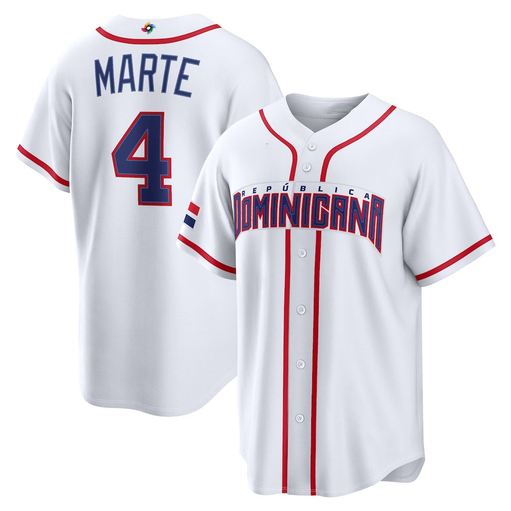 Dominican Republic Baseball #4 Ketel Marte 2026 World Baseball Classic Home Stadium Baseball Jersey - White