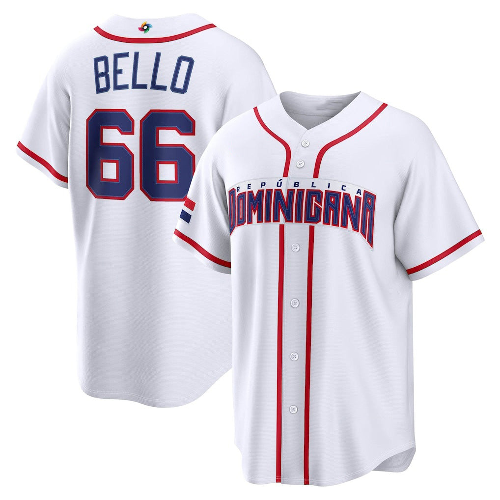 Dominican Republic Baseball #66 Brayan Bello 2026 World Baseball Classic Home Stadium Baseball Jersey - White