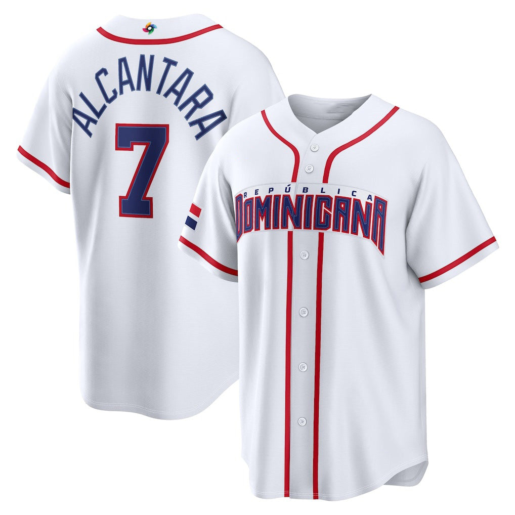 Dominican Republic Baseball #7 Sandy Alcantara 2026 World Baseball Classic Home Stadium Baseball Jersey - White