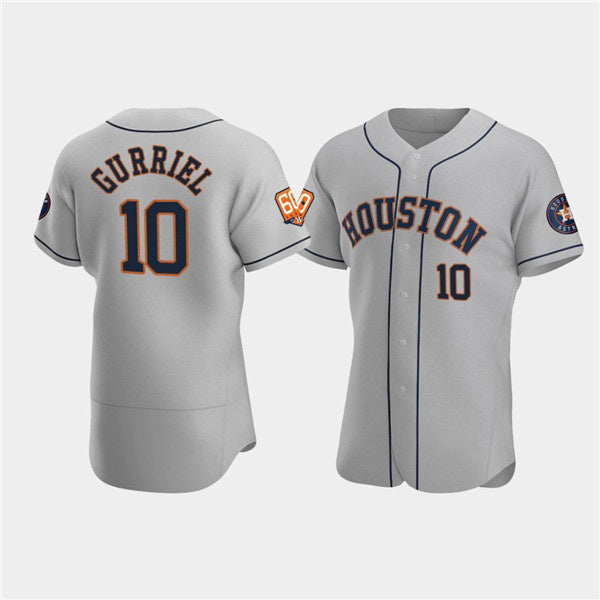 Houston Astros #10 Yuli Gurriel Gray 60th Anniversary Flex Base Stitched Baseball Jersey