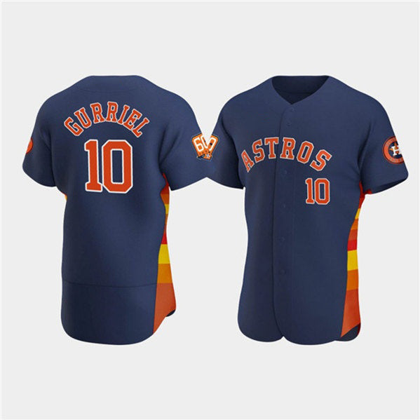 Houston Astros #10 Yuli Gurriel Navy 60th Anniversary Flex Base Stitched Baseball Jersey