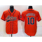 Houston Astros #10 Yuli Gurriel Orange With Patch Cool Base Stitched Baseball Jersey
