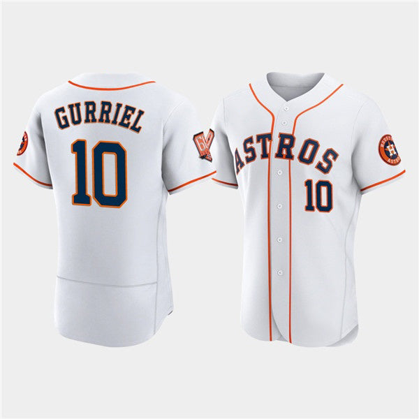 Houston Astros #10 Yuli Gurriel White 60th Anniversary Flex Base Stitched Baseball Jersey