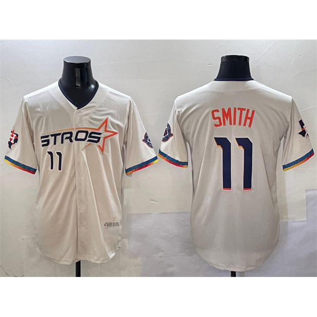 Houston Astros #11 Cam Smith Cream 2025 City Connect With Texas Patch Limited Stitched Baseball Jersey