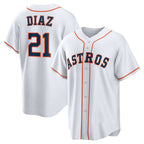 Houston Astros #21 Yainer Diaz White Home Replica Baseball Jersey