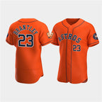 Houston Astros #23 Michael Brantley Orange 60th Anniversary Flex Base Stitched Baseball Jersey