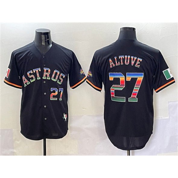 Houston Astros #27 Jose Altuve Black Mexico With World Serise Champions Patch Cool Base Stitched Baseball Jersey