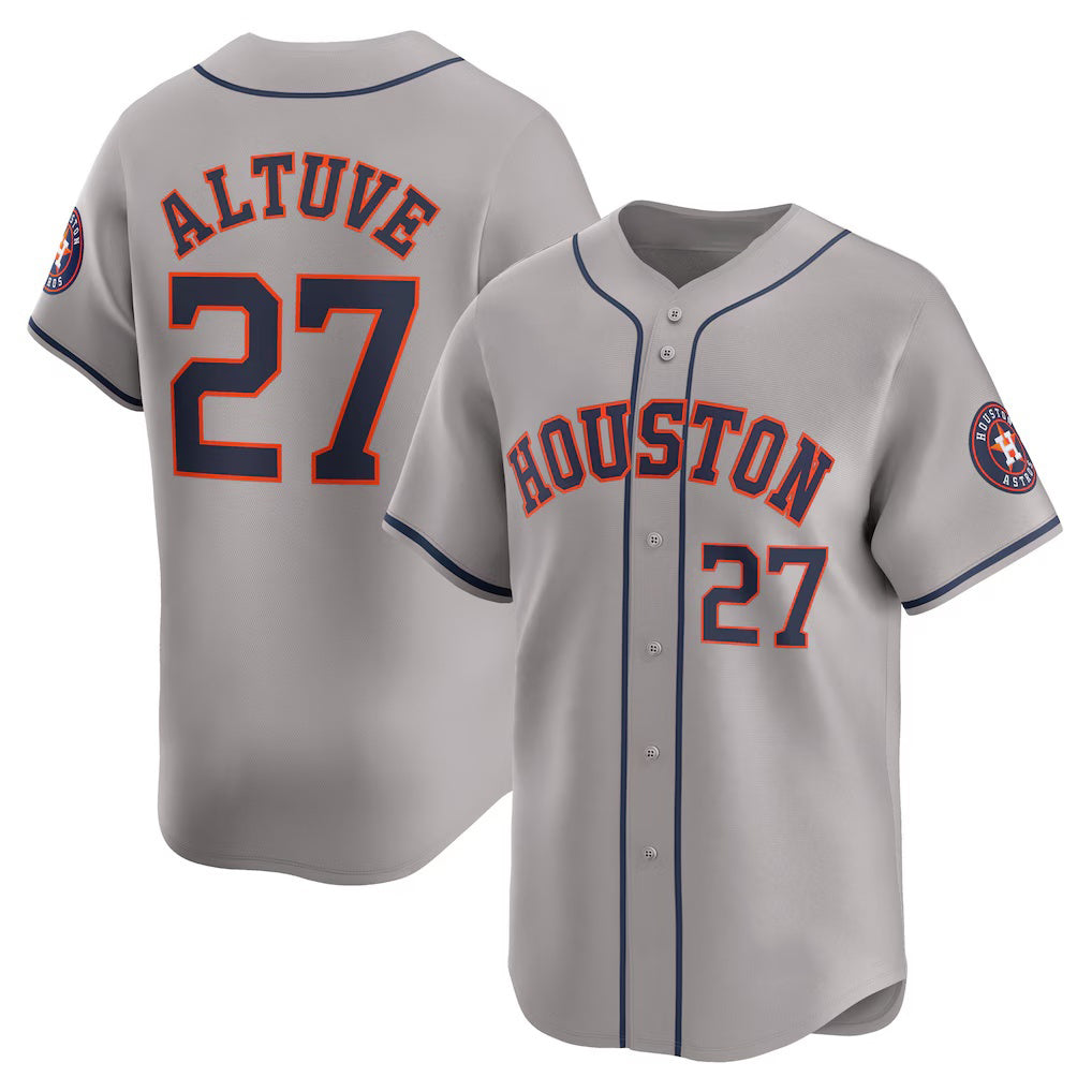 Houston Astros #27 Jose Altuve Gray Away Limited Player Baseball Jersey