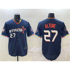 Houston Astros #27 Jose Altuve Navy 2025 City Connect With Texas Patch Limited Stitched Baseball Jersey