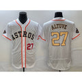Houston Astros #27 Jose Altuve Number 2023 White Gold World Serise Champions Patch Flex Base Stitched Baseball Jersey