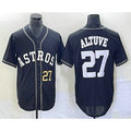 Houston Astros #27 Jose Altuve Number Black Cool Base Stitched Baseball Jersey