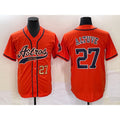 Houston Astros #27 Jose Altuve Number Orange With Patch Cool Base Stitched Baseball Jersey