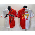 Houston Astros #27 Jose Altuve Number White Orange Split Stitched Baseball Jersey