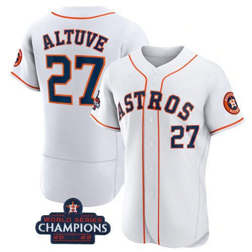 Houston Astros #27 Jose Altuve White 2022 World Series Champions Flex Base Stitched Baseball Jersey