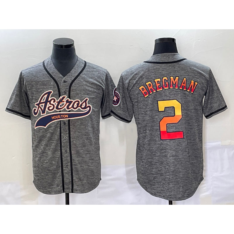 Houston Astros #2 Alex Bregman Grey Gridiron Cool Base Stitched Baseball Jersey
