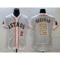 Houston Astros #2 Alex Bregman Number 2023 White Gold World Serise Champions Patch Flex Base Stitched Baseball Jersey