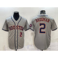 Houston Astros #2 Alex Bregman Number Grey With Patch Stitched Cool Baseball Jersey