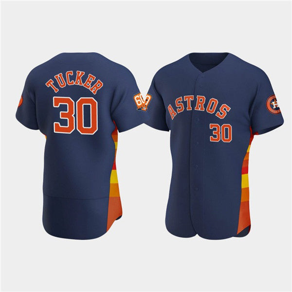 Houston Astros #30 Kyle Tucker Navy 60th Anniversary Flex Base Stitched Baseball Jersey