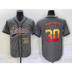 Houston Astros #30 Kyle Tucker Number Grey Gridiron Cool Base Stitched Baseball Jersey
