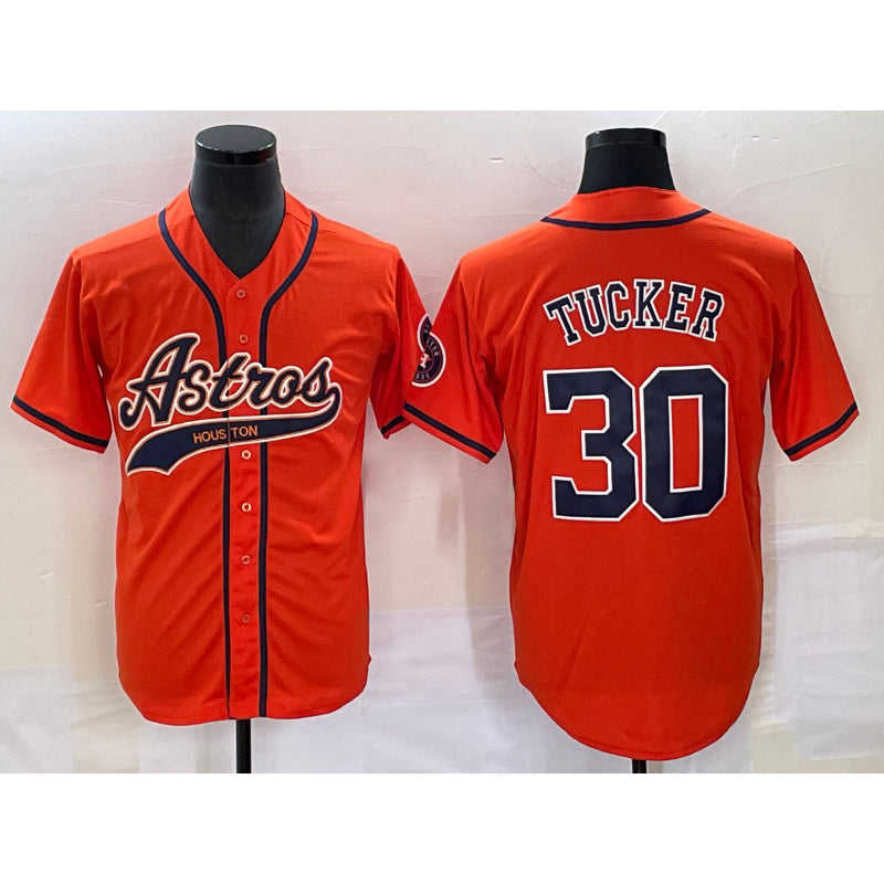 Houston Astros #30 Kyle Tucker Orange With Patch Cool Base Stitched Baseball Jersey