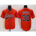 Houston Astros #30 Kyle Tucker Orange With Patch Cool Base Stitched Baseball Jersey