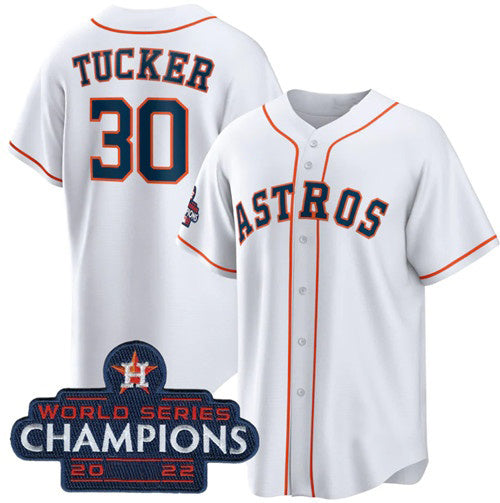 Houston Astros #30 Kyle Tucker White 2022 World Series Champions Home Stitched Baseball Jersey