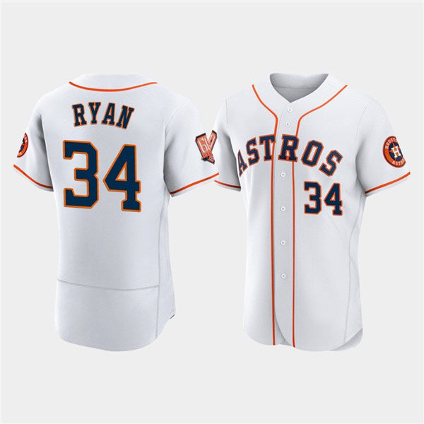 Houston Astros #34 Nolan Ryan White 60th Anniversary Flex Base Stitched Baseball Jersey