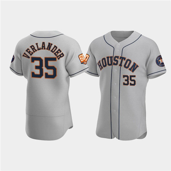 Houston Astros #35 Justin Verlander Gray 60th Anniversary Flex Base Stitched Baseball Jersey