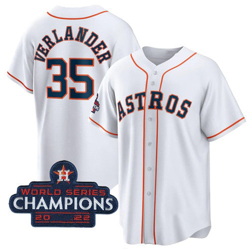 Houston Astros #35 Justin Verlander White 2022 World Series Champions Home Stitched Baseball Jersey