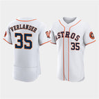 Houston Astros #35 Justin Verlander White 60th Anniversary Flex Base Stitched Baseball Jersey