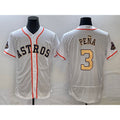 Houston Astros #3 Jeremy Pena 2023 White Gold World Serise Champions Patch Flex Base Stitched Baseball Jersey