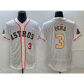 Houston Astros #3 Jeremy Pena Number 2023 White Gold World Serise Champions Patch Flex Base Stitched Baseball Jersey