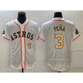Houston Astros #3 Jeremy Pena Number 2023 White Gold World Serise Champions Patch Flex Base Stitched Baseball Jersey