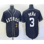 Houston Astros #3 Jeremy Pena Number Black Cool Base Stitched Baseball Jersey