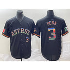 Houston Astros #3 Jeremy Pena Number Black Rainbow World Serise Champions Patch Cool Base Stitched Baseball Jersey