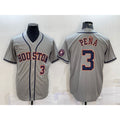Houston Astros #3 Jeremy Pena Number Grey With Patch Stitched Cool Baseball Jersey