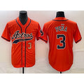 Houston Astros #3 Jeremy Pena Number Orange With Patch Cool Base Stitched Baseball Jersey