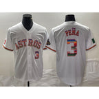 Houston Astros #3 Jeremy Pena Number White Rainbow World Serise Champions Patch Cool Base Stitched Baseball Jersey