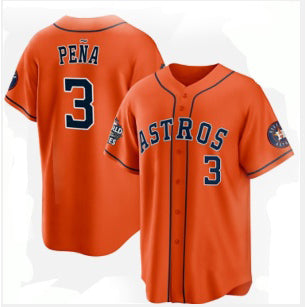 Houston Astros #3 Jeremy Peña Orange 2022 World Series Home Stitched Baseball Jersey