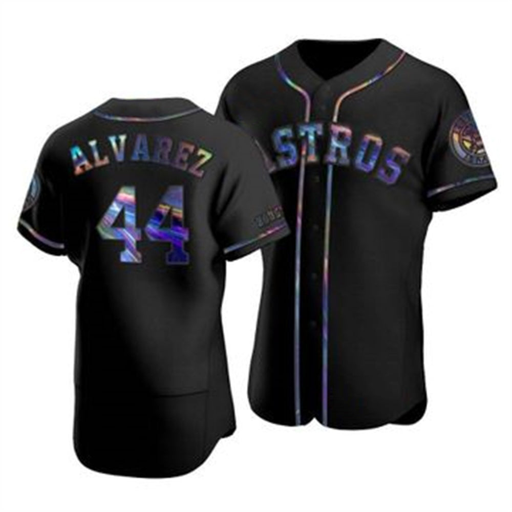 Houston Astros #44 Yordan Alvarez Iridescent Holographic Collection Baseball Jersey