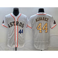 Houston Astros #44 Yordan Alvarez Number 2023 White Gold World Serise Champions Patch Flex Base Stitched Baseball Jersey