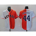 Houston Astros #44 Yordan Alvarez White Orange Split Stitched Baseball Jersey