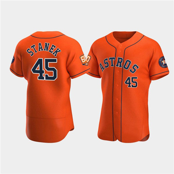 Houston Astros #45 Ryne Stanek Orange 60th Anniversary Flex Base Stitched Baseball Jersey
