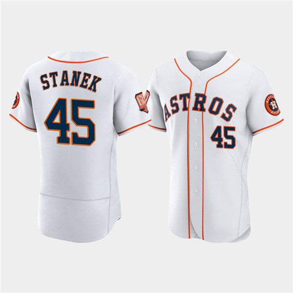 Houston Astros #45 Ryne Stanek White 60th Anniversary Flex Base Stitched Baseball Jersey