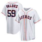 Houston Astros #59 Framber Valdez White Home Replica Baseball Jersey