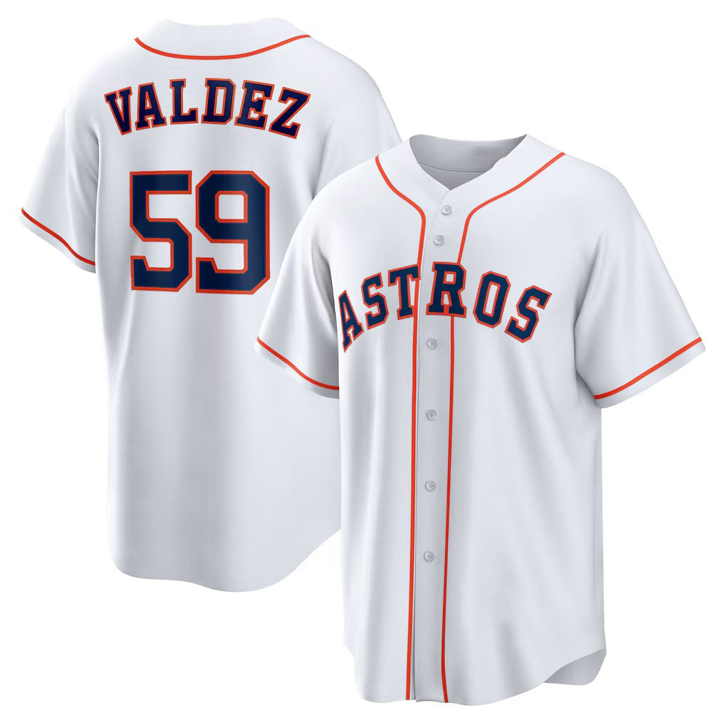 Houston Astros #59 Framber Valdez White Home Replica Baseball Jersey